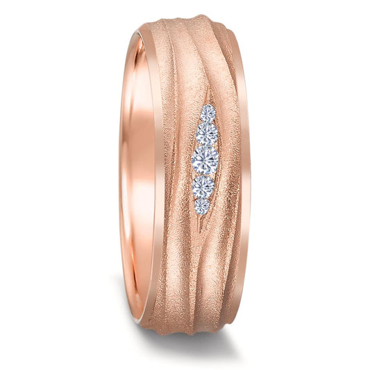 Anillo de pareja 750/oro rojo de 18 quilates Diamante 0.077 ct, 5 piedras, w-si