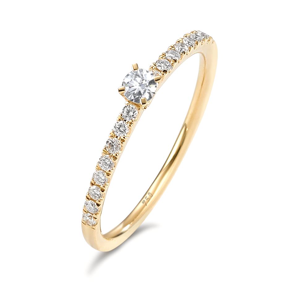 Anillo solitario 750/oro amarillo de 18 quilates Diamante 0.25 ct, 17 piedras, w-si