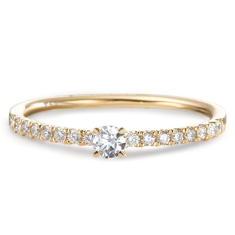 Anillo solitario 750/oro amarillo de 18 quilates Diamante 0.25 ct, 17 piedras, w-si