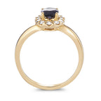 Anillo de dedo 750/oro amarillo de 18 quilates Zafiro 0.94 ct, Diamante 0.40 ct, 12 piedras, [Brillant], w-si