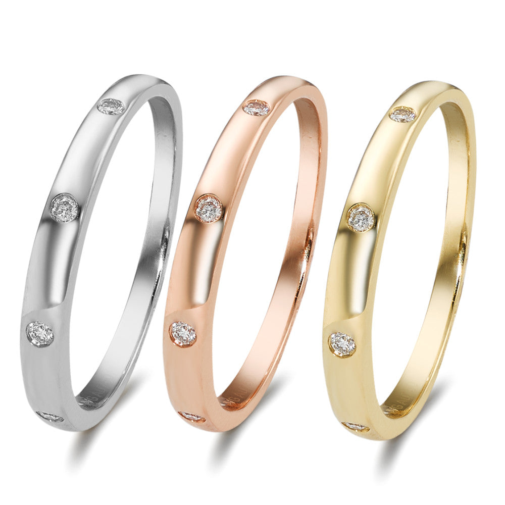 Anillo 750/oro blanco de 18 quilates, 750/oro amarillo de 18 quilates, 750/oro rojo de 18 quilates Diamante 0.13 ct, 13 piedras, w-si