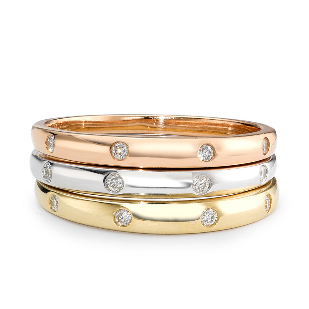 Anillo 750/oro blanco de 18 quilates, 750/oro amarillo de 18 quilates, 750/oro rojo de 18 quilates Diamante 0.13 ct, 13 piedras, w-si