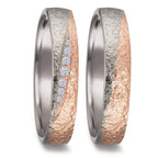Anillo de pareja 750/oro blanco de 18 quilates, 750/oro rosa de 18 quilates