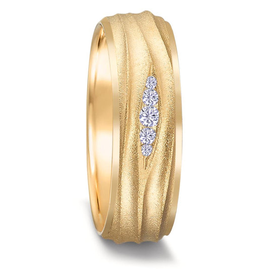 Anillo de pareja 750/oro amarillo de 18 quilates Diamante 0.077 ct, 5 piedras, w-si