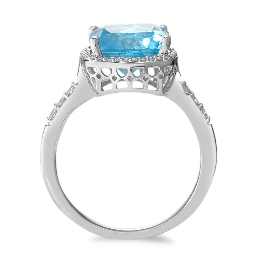 Anillo de dedo 750/oro blanco de 18 quilates Topacio Azul claro, Diamante blanco, 0.20 ct, 42 piedras, w-pi3 Ø11 mm