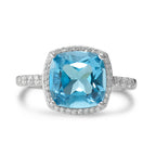 Anillo de dedo 750/oro blanco de 18 quilates Topacio Azul claro, Diamante blanco, 0.20 ct, 42 piedras, w-pi3 Ø11 mm