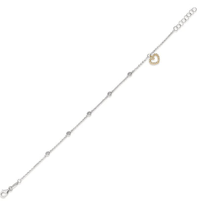 Pulsera 750/oro blanco de 18 quilates, 750/oro amarillo de 18 quilates Circonita Corazón 16.5-18.5 cm