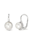 Pendientes 750/oro blanco de 18 quilates Diamante 0.36 ct, w-si Perla cultivada de agua dulce blanco, 8 mm