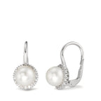 Pendientes 750/oro blanco de 18 quilates Diamante 0.36 ct, w-si Perla cultivada de agua dulce blanco, 8 mm