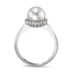 Anillo de dedo 750/oro blanco de 18 quilates Diamante 0.18 ct, w-si Perla cultivada de agua dulce blanco, 8 mm