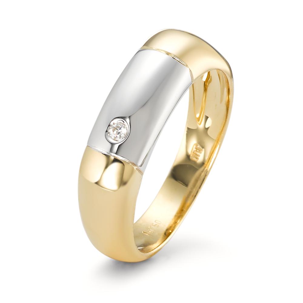 Anillo de dedo 750/oro amarillo de 18 quilates, 750/oro blanco de 18 quilates Diamante 0.02 ct, w-si