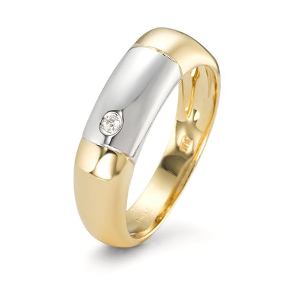 Anillo de dedo 750/oro amarillo de 18 quilates, 750/oro blanco de 18 quilates Diamante 0.02 ct, w-si