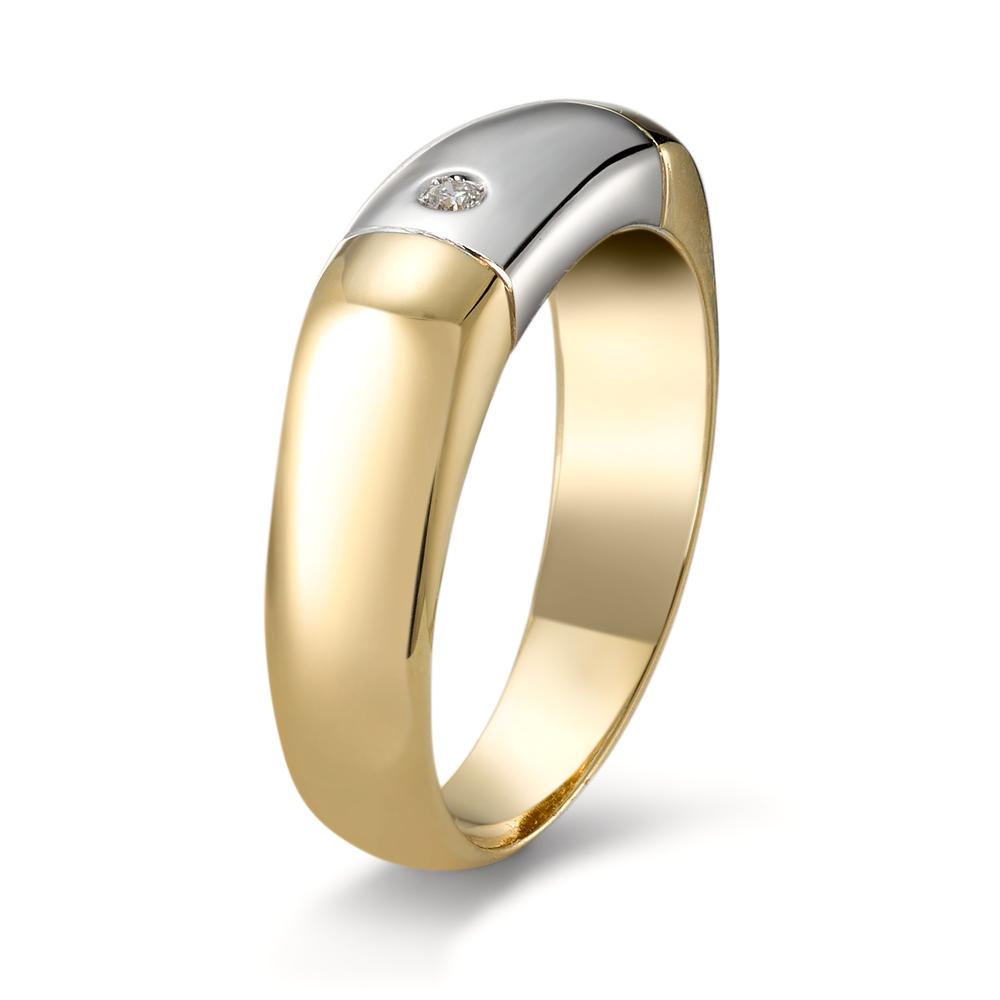 Anillo de dedo 750/oro amarillo de 18 quilates, 750/oro blanco de 18 quilates Diamante 0.02 ct, w-si