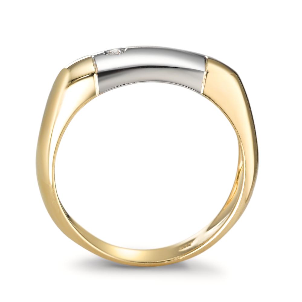 Anillo de dedo 750/oro amarillo de 18 quilates, 750/oro blanco de 18 quilates Diamante 0.02 ct, w-si