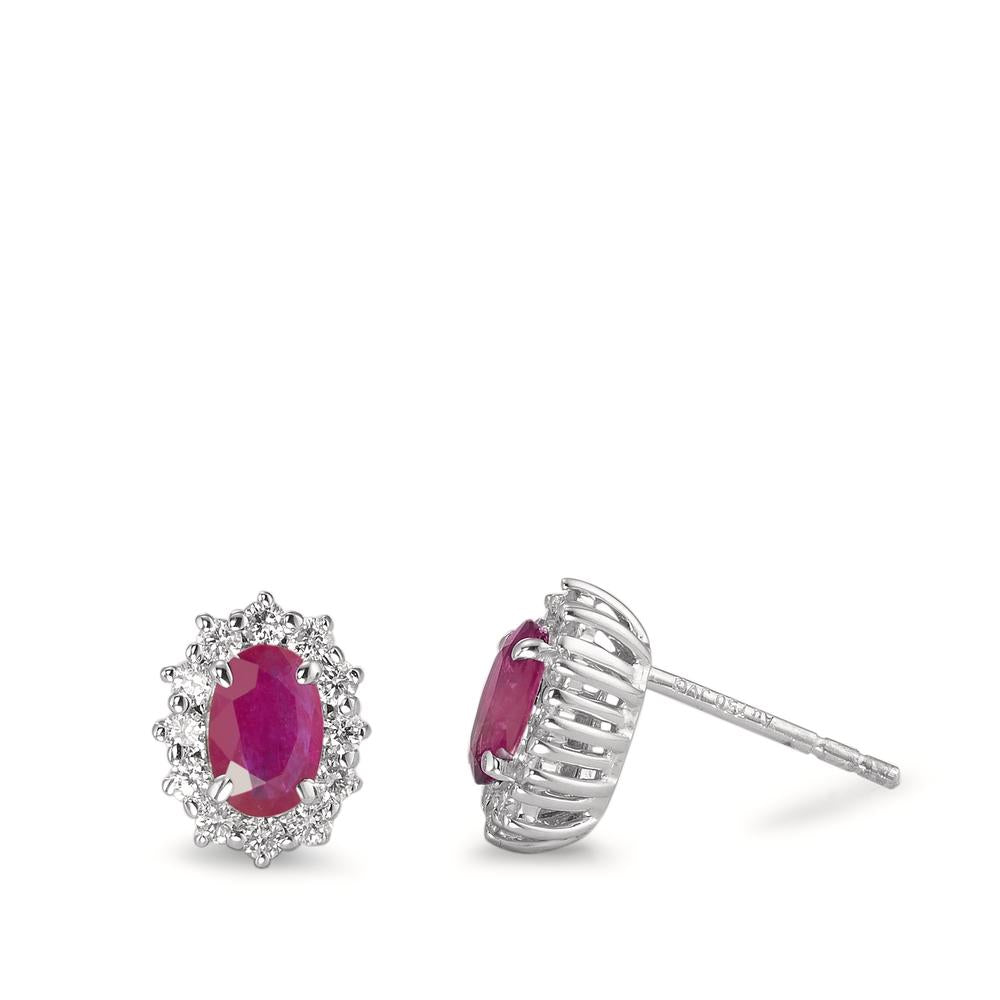 Pendientes 750/oro blanco de 18 quilates Rubí