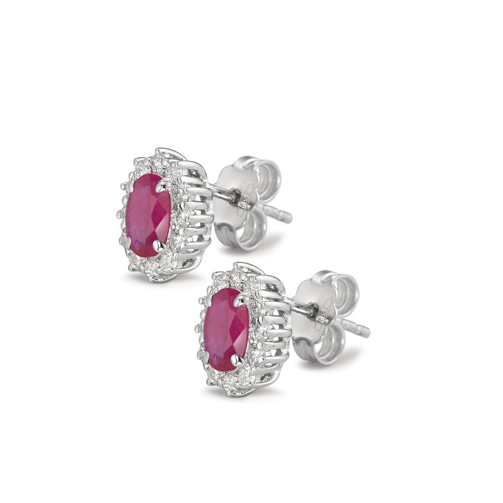 Pendientes 750/oro blanco de 18 quilates Rubí