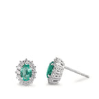 Pendientes 750/oro blanco de 18 quilates Esmeralda 0.80 ct, 2 piedras, Diamante 0.36 ct, w-si