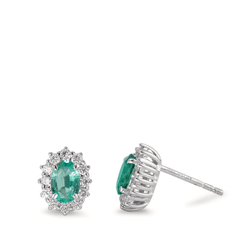 Pendientes 750/oro blanco de 18 quilates Esmeralda 0.80 ct, 2 piedras, Diamante 0.36 ct, w-si