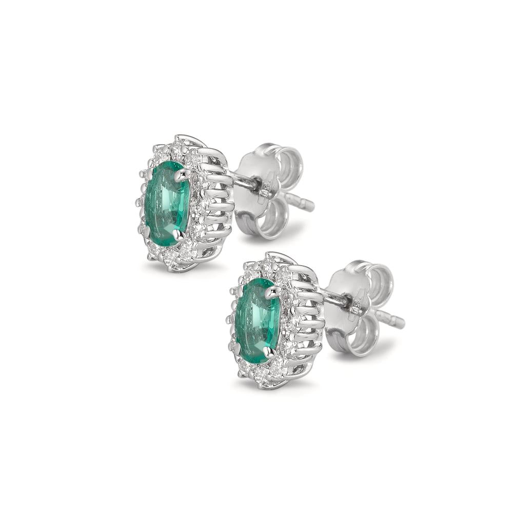 Pendientes 750/oro blanco de 18 quilates Esmeralda 0.80 ct, 2 piedras, Diamante 0.36 ct, w-si