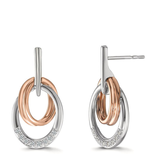 Pendientes 750/oro blanco de 18 quilates, 750/oro rojo de 18 quilates Diamante 0.08 ct, 16 piedras, w-si