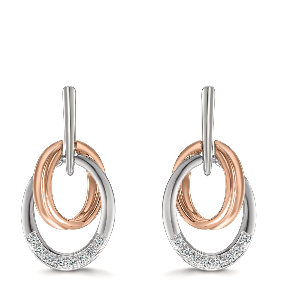 Pendientes 750/oro blanco de 18 quilates, 750/oro rojo de 18 quilates Diamante 0.08 ct, 16 piedras, w-si