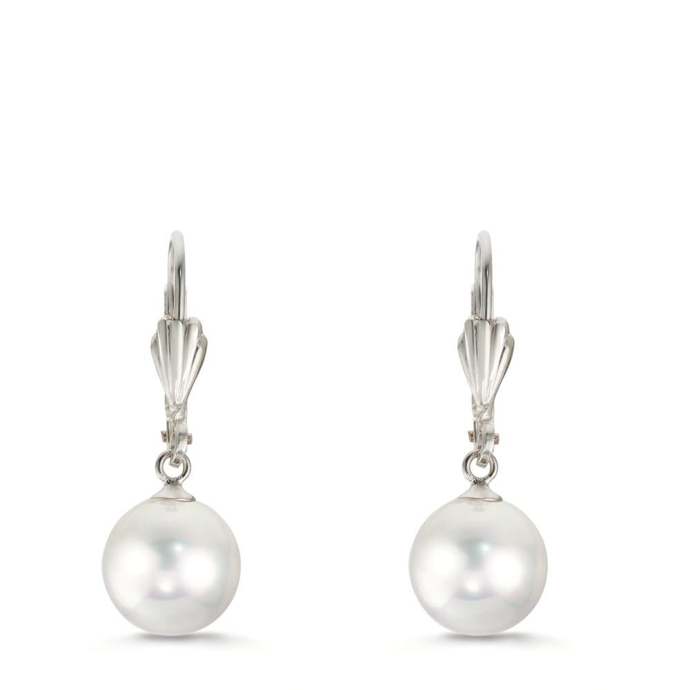 Pendientes Anti alergico [shining Pearls] [Rund], 2 Perlas, 9 mm