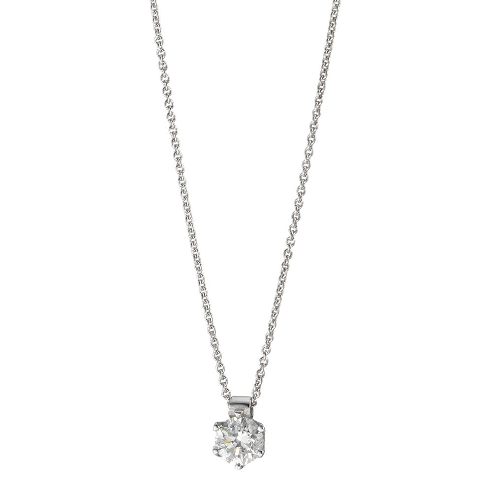 Collar Oro blanco de 585/14 kt. Diamante 0.22 ct, w-si 39.5-42 cm