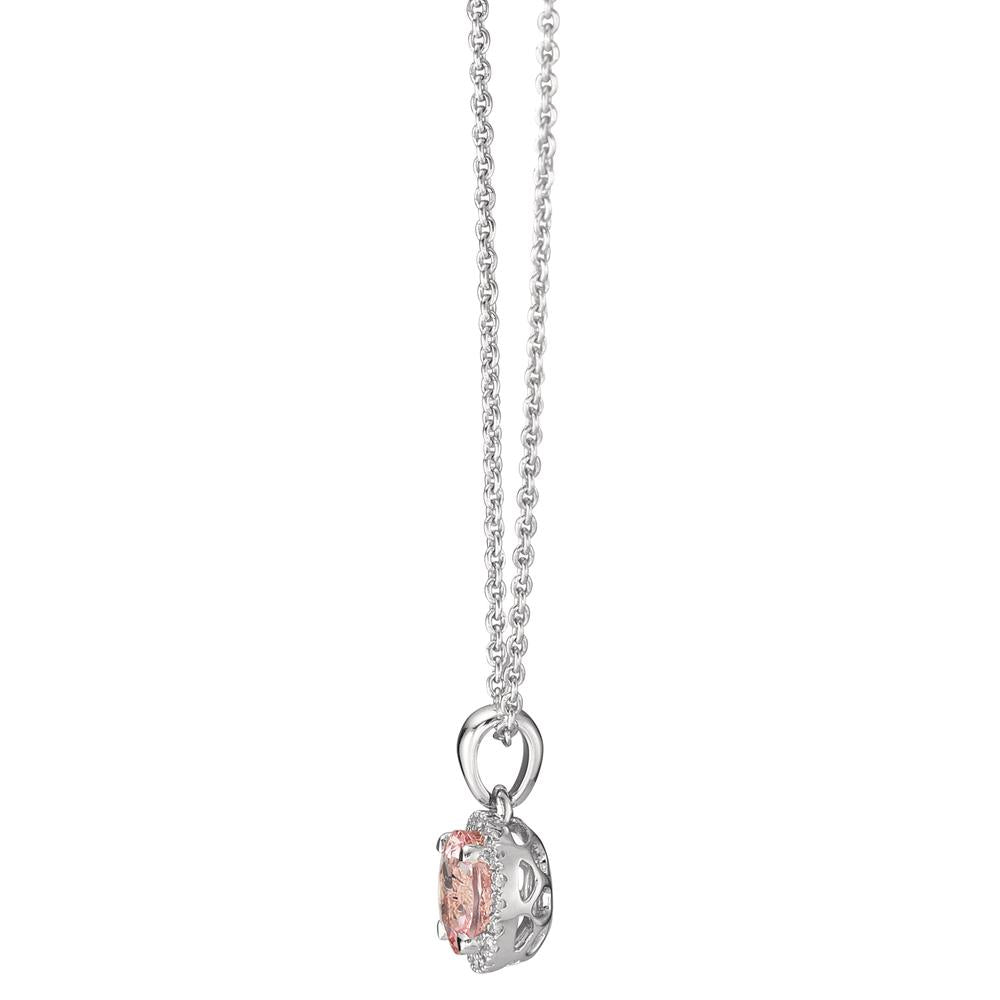 Collar 750/oro blanco de 18 quilates Morganita, Diamante 0.06 ct, w-si 42-45 cm