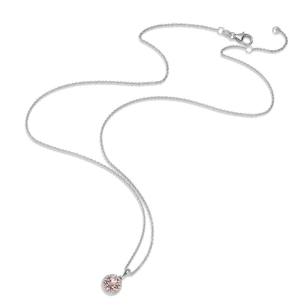 Collar 750/oro blanco de 18 quilates Morganita, Diamante 0.06 ct, w-si 42-45 cm