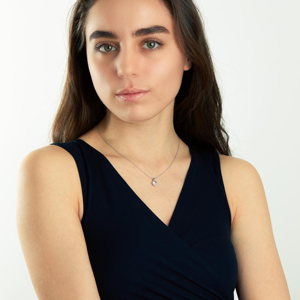 Collar 750/oro blanco de 18 quilates Morganita, Diamante 0.06 ct, w-si 42-45 cm