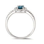 Anillo de dedo 750/oro blanco de 18 quilates Topacio azul de Londres [oval], Diamante blanco, 0.19 ct, w-si