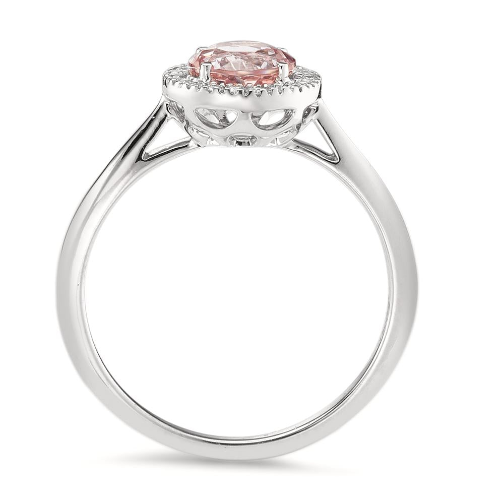 Anillo de dedo 750/oro blanco de 18 quilates Morganita, Diamante 0.11 ct, w-si