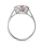 Anillo de dedo 750/oro blanco de 18 quilates Morganita 1.45 ct, Diamante 0.09 ct, 32 piedras, [Brillant], w-si