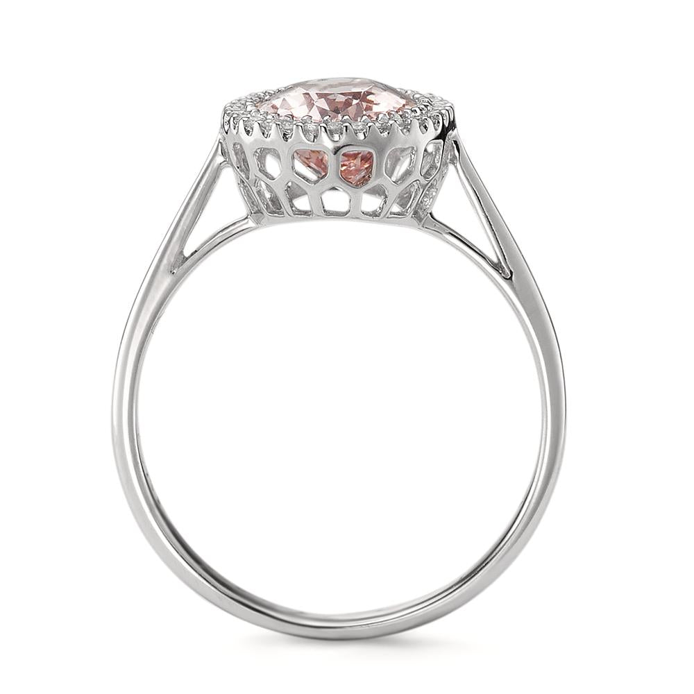 Anillo de dedo 750/oro blanco de 18 quilates Morganita 1.45 ct, Diamante 0.09 ct, 32 piedras, [Brillant], w-si
