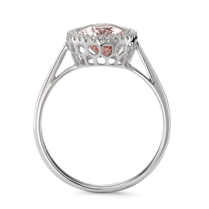 Anillo de dedo 750/oro blanco de 18 quilates Morganita 1.45 ct, Diamante 0.09 ct, 32 piedras, [Brillant], w-si