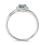 Anillo de dedo 750/oro blanco de 18 quilates Topacio azul de Londres, Diamante 0.11 ct, 16 piedras, [Brillant], w-si