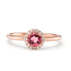 Anillo de dedo 750/oro rojo de 18 quilates Turmalina, Diamante 0.11 ct, 16 piedras, [Brillant], w-si