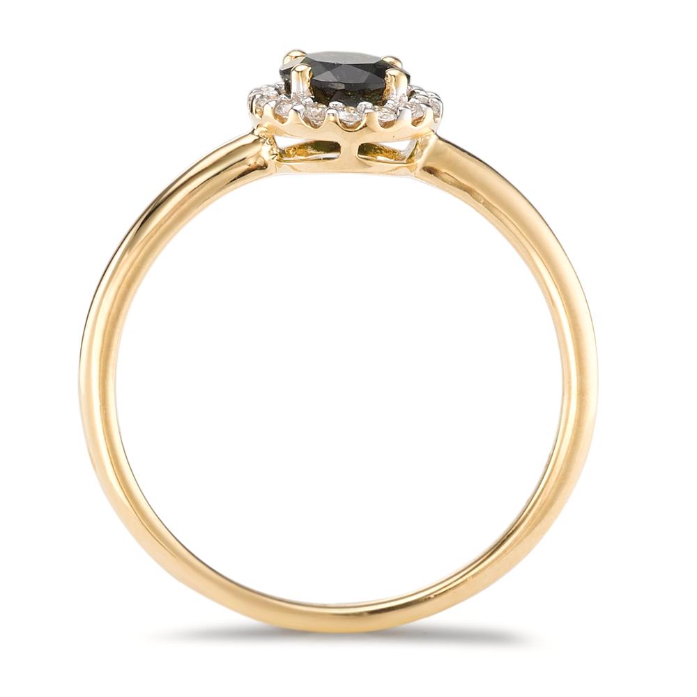 Anillo de dedo 750/oro amarillo de 18 quilates Turmalina, Diamante 0.11 ct, 16 piedras, [Brillant], w-si