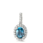 Colgante 750/oro blanco de 18 quilates Topacio azul de Londres azul, [oval], Diamante 0.15 ct, w-si