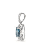 Colgante 750/oro blanco de 18 quilates Topacio azul de Londres azul, [oval], Diamante 0.15 ct, w-si