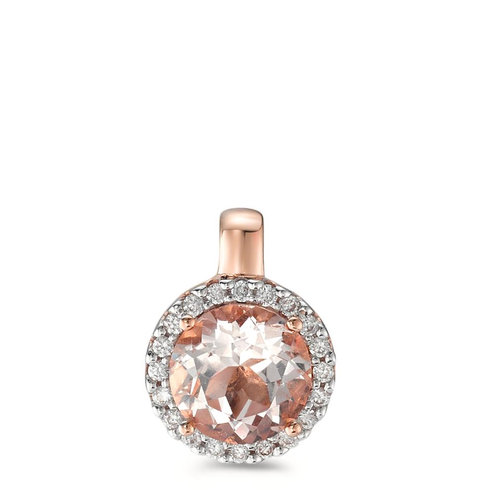 Colgante 750/oro rojo de 18 quilates Morganita, Diamante 0.10 ct, 20 piedras, [Brillant], w-si Ø9.5 mm