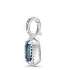 Colgante 750/oro blanco de 18 quilates Topacio azul de Londres w-si, Diamante 0.14 ct, 28 piedras, [Brillant], w-si