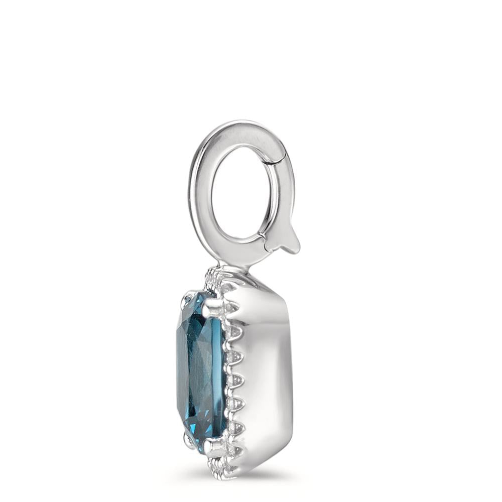 Colgante 750/oro blanco de 18 quilates Topacio azul de Londres w-si, Diamante 0.14 ct, 28 piedras, [Brillant], w-si