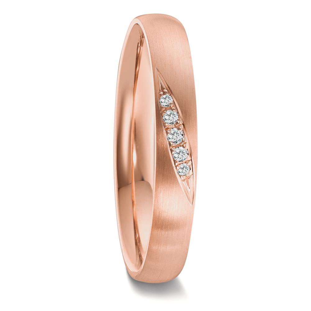 Anillo de pareja 750/oro rojo de 18 quilates Diamante 0.036 ct, 5 piedras, tw-vsi
