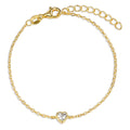 Pulsera Plata Circonita Amarillo Dorado Corazón