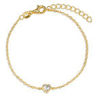 Pulsera Plata Circonita Amarillo Dorado Corazón
