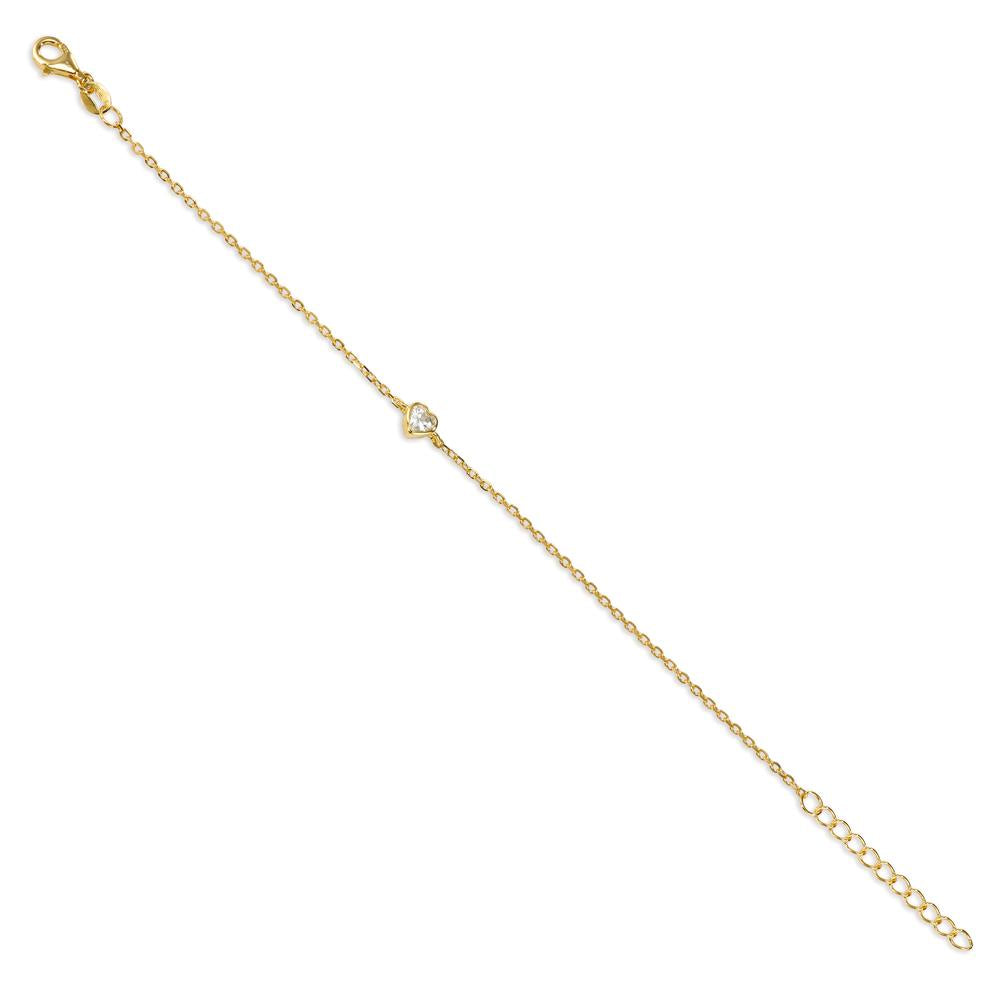 Pulsera Plata Circonita Amarillo Dorado Corazón 16-19 cm