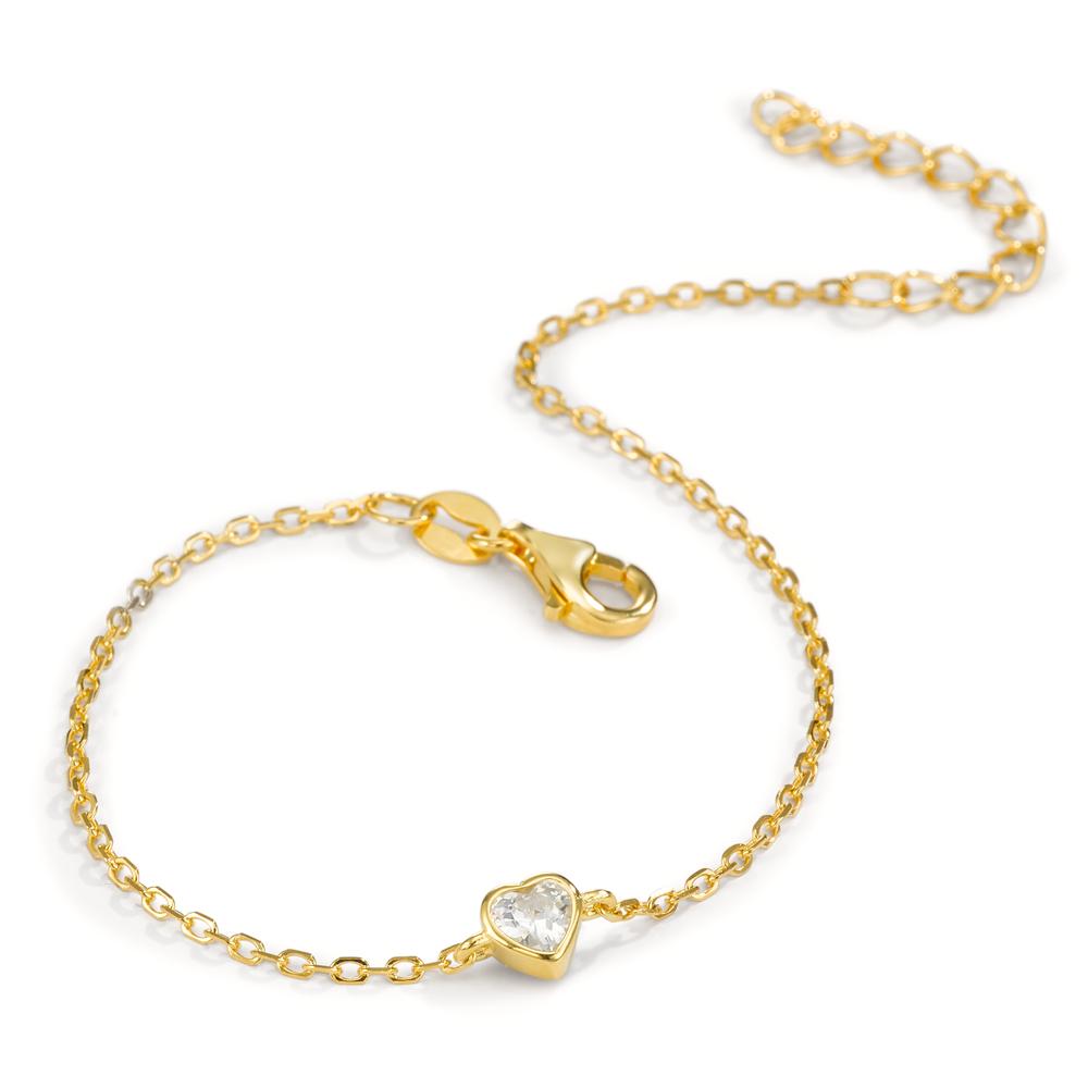 Pulsera Plata Circonita Amarillo Dorado Corazón