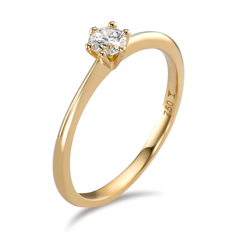 Anillo solitario 750/oro amarillo de 18 quilates Diamante 0.20 ct, w-si