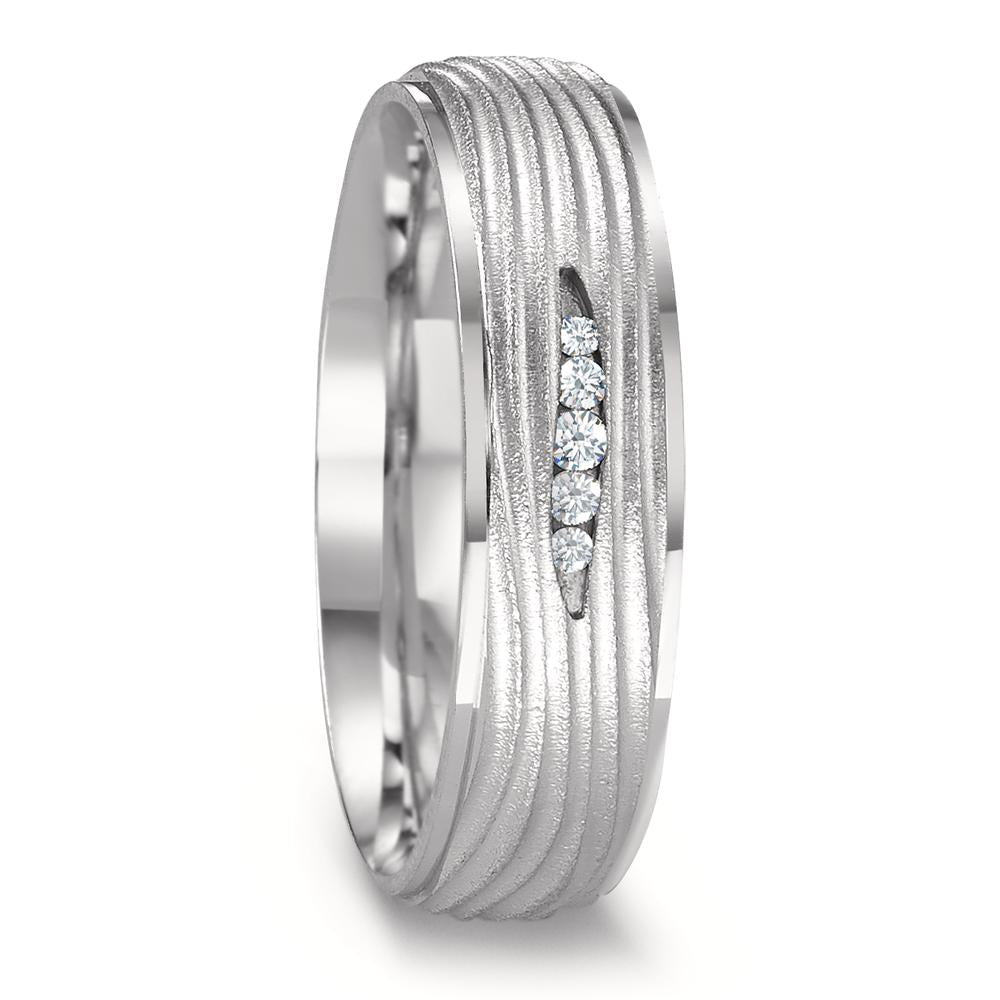 Anillo de pareja 750/oro blanco de 18 quilates Diamante 0.045 ct, 5 piedras, w-si